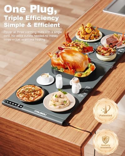 Expandable Warming Mat for Food – iTRUSOU 42"x16" Extra Large Electric Warming Tray with 7 Temp Settings, Switchable ℃/℉, 99H Timer, Child Lock – 2 Panels Custom Sizes for Energy Efficiency - Image 2
