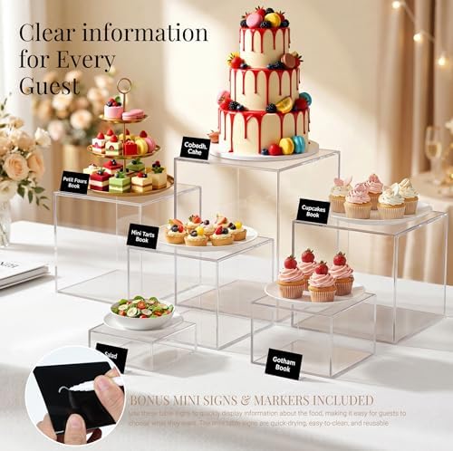 Buffet Risers, 6 Pcs Clear Acrylic Food Display Stands - Image 2