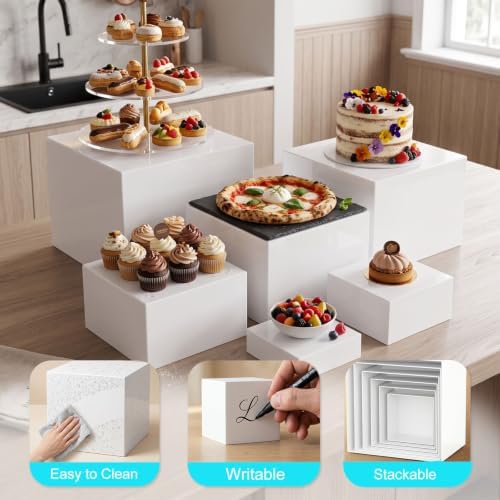 6 Pcs Buffet Risers with Mini Signs, Acrylic Food Risers for Buffet Table - Image 6
