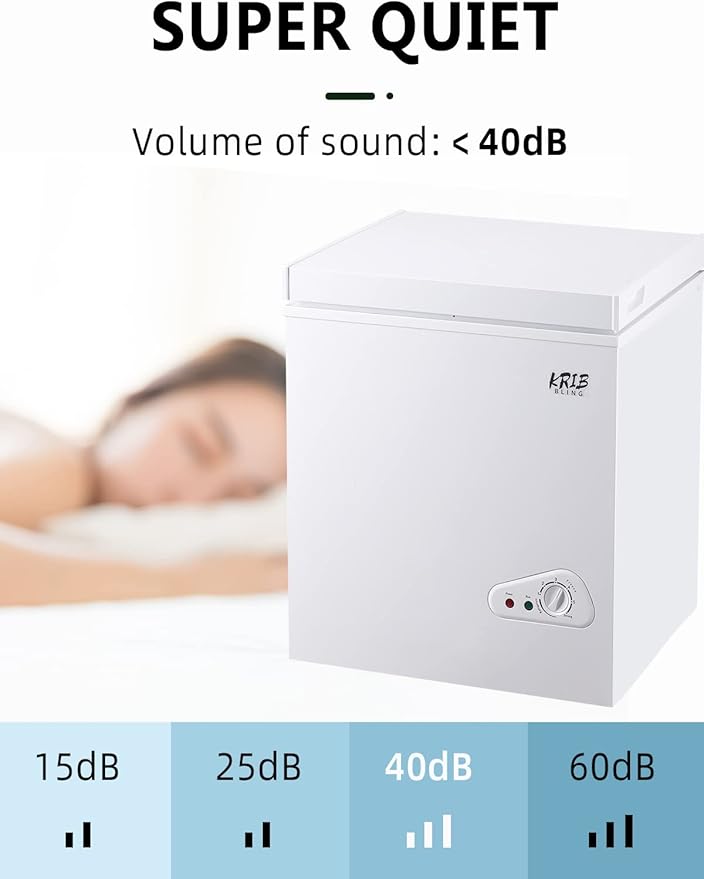 3.5 Cu.Ft Deep Compact Freezer with a Removable Basket, Chest Freezer 7 Gears Temperature Control(-18°F to -46°F), for House, Garage, Kitchen, Basement, Shop, White
