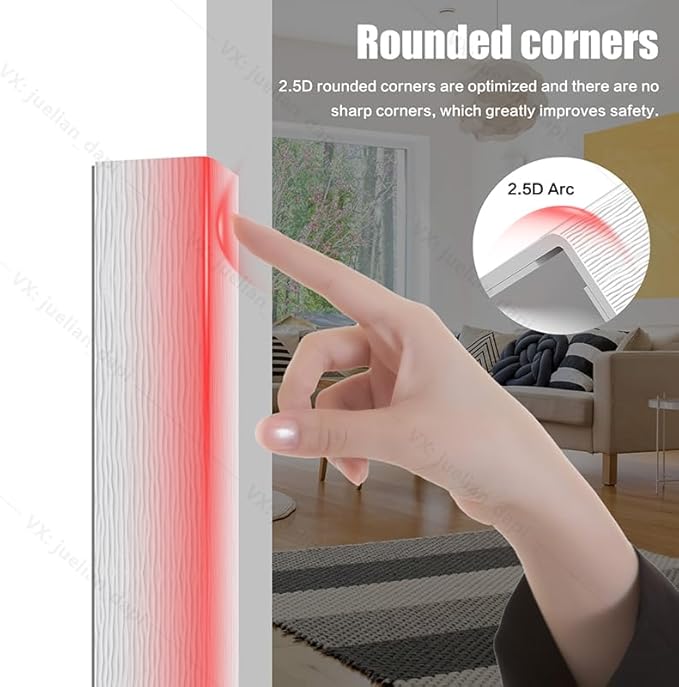 ‎Frychee Wall Corner Protector, Walls Edge Protector，Self-Adhesive Wall Corner Guards,PVC Double Side Edge Protector， Furniture Stairs Guard (White Wood Grain 2PCS 100cm/39.37in)