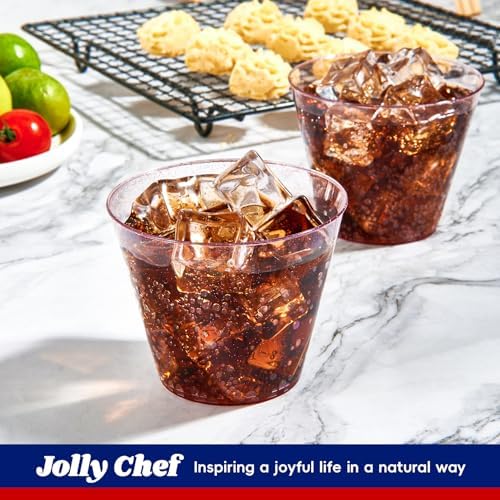 JOLLY CHEF 9 oz Purple Plastic Cups, Disposable Tumblers 100 Pack - Image 3