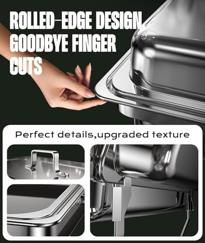 Chafing Dishes for Buffet 2 Pack, 9QT [No Fingers Cut] Roll Edge Designed Chafing Dish Buffet Set [Mirror-Like Polished Finish] Food Warmers for Parties, Birthday, Holiday Parties, Church Events, etc - Image 4