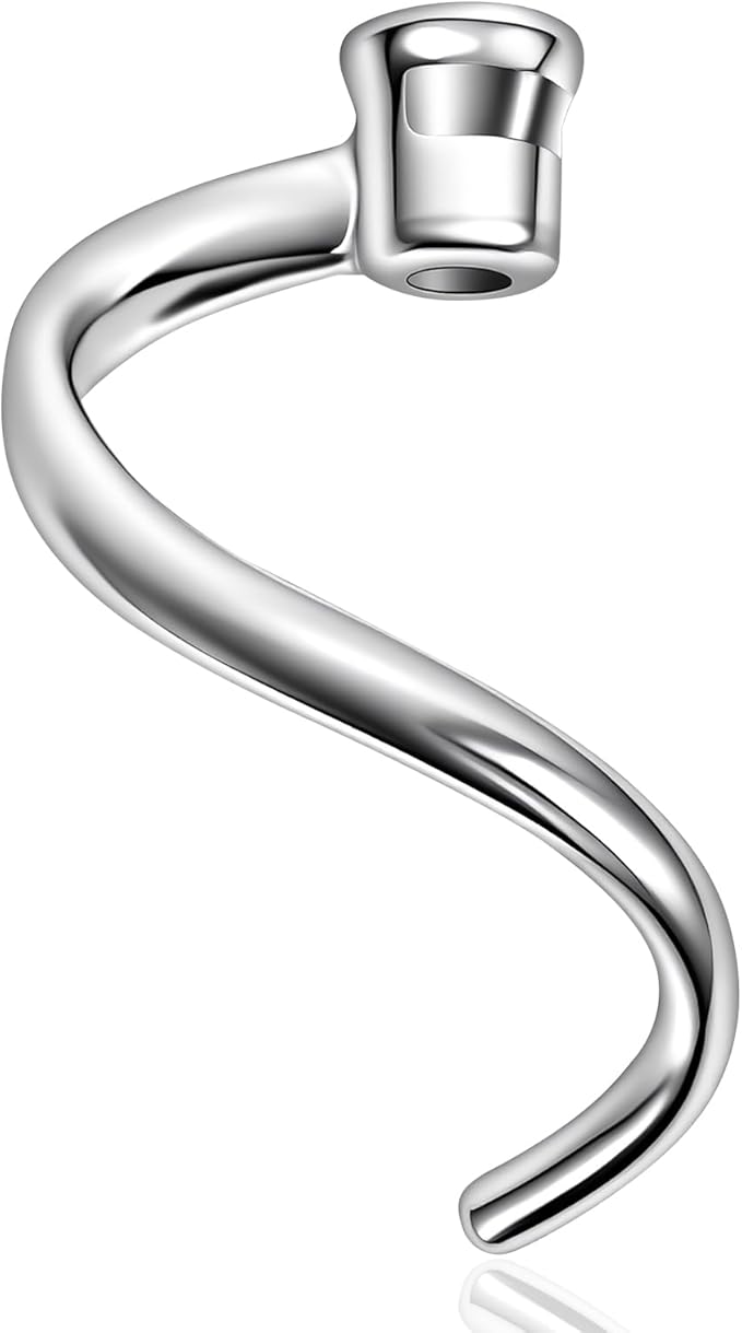 Stainless Steel Spiral Dough Hook for Kitchen Aid 4.5QT / 5QT Tilt-Head Mixers, Dishwasher Safe, Dough Hook Attachment - Efficient Kneading for Bread, Pizza, Pasta, Cookies