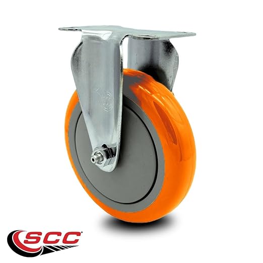 Service Caster Brand Replacement Caster for Uline Caster H-5540R-Rigid Top Plate Caster with 5 Inch Orange Polyurethane Wheel-Light Duty Replacement Caster-Fits Cart, Dollies and Poly Box Truck H-3840