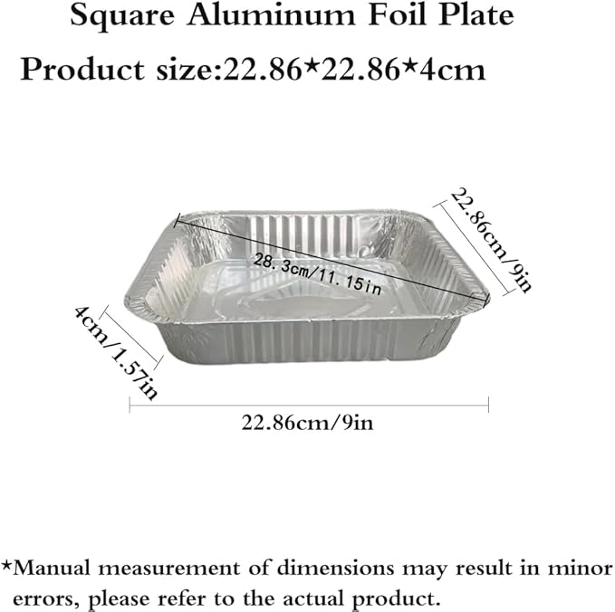 Non-Stick Disposable Air Fryer Aluminum Foil Liners Square 50PCS, Oil-Proof Aluminum Foil Tin Box Also for Steamer Basket Instant Pot Oven & Grill (9 * 9 Inch-Square)