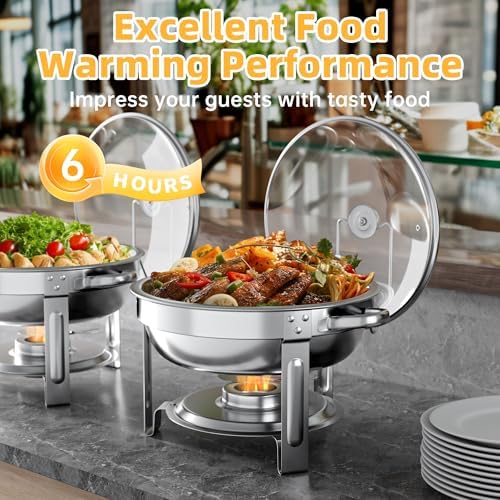 Chafing Dishes for Buffet Set: Round Catering Food Warmer with Lids - Image 4