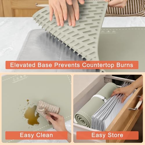 FYY Extra Long Warming Mat for Food with Heat Resistant Pad, Prevent Countertop Cracks, Keep Meal Warm, Rapid and Full Surface Heating, 6 Temp Settings, 6H Timer, Rollable Portable Food Warmer, Khaki - Image 7