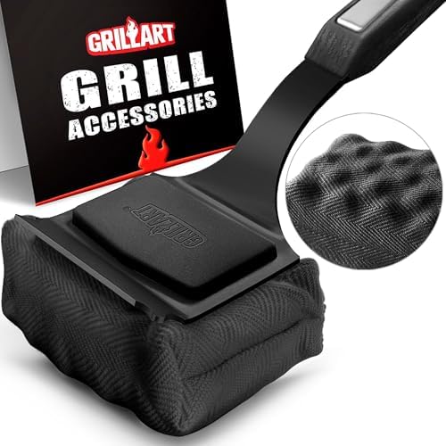 GRILLART Grill Brush Bristle Free. SteamWizards BBQ Replaceable Cleaning Head, Seamless-Fit Scraper Tools for Cast Iron/Stainless-Steel Grates Griddle, Safe Barbecue Grill Cleaner Brush-Dark Black by GRILLART