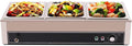 Electric Buffet Steam Table Food Warmer, 1500W 3-Pan Commercial Bain Marie Buffet Warmer, 21Qt Countertop Steam Food Warmer Server, 86℉-230℉Temp Control, for Party Catering Restaurant