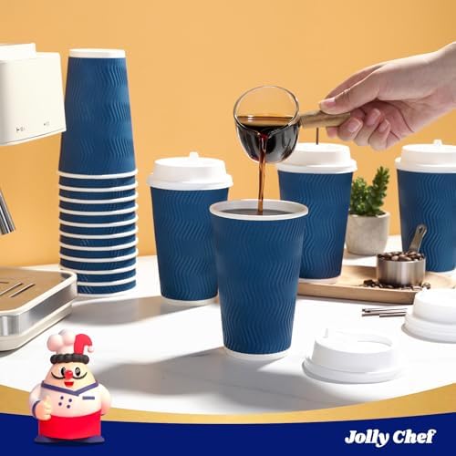 JOLLY CHEF 16oz Paper Coffee Cups with Lids & Stirrers 80 Pack - Image 6