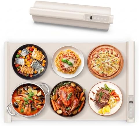 Single Panel Food Warming Mat - Extendable Design, 25"x16", Beige by Unknown