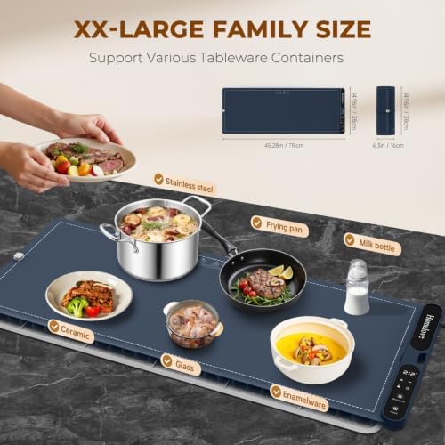 Homelove Warming Mat for Food - 7 Temps, 8H Timer, for Buffets Party Navy - Image 4