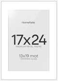 Homeforia 17x24 Picture Frame White, High End Metal 17x24 Poster Frames with Mat 13x19 Photo, 17 x 24 White Frame Matted to 13 by 19 Print, 24by17 Thin Hanging Frames, Tempered Glass, Wall Kit, Set of 1