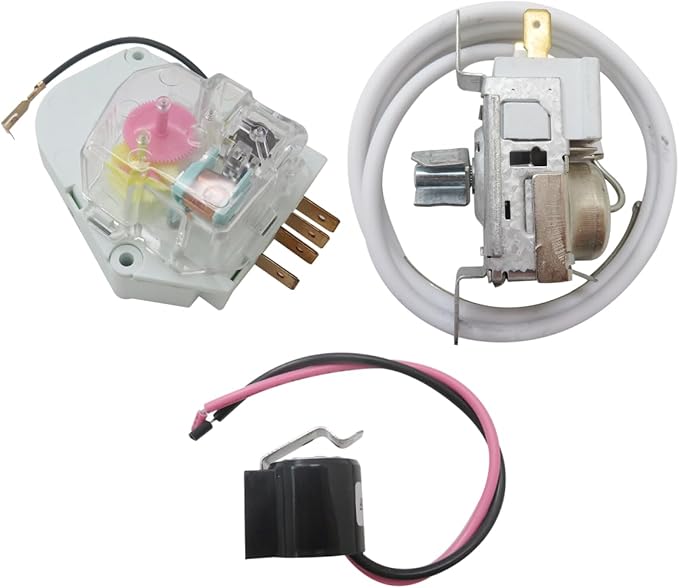 Professional 2198202 Cold Control Thermostat W10822278 Defrost Timer W10225581 Bimetal Thermostat Refrigerator Defrost Repair Kit for Whirlpool for Kenmore for KitchenAid Fridges