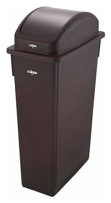 Winco Slender Trash Can, 23-Gallon, Brown