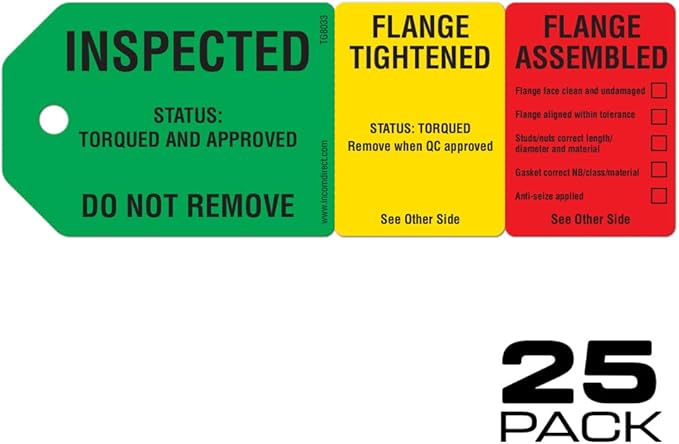 INCOM Manufacturing 3-Stage Flange Management Tags, Heavy Duty All-Weather DuraPly™, Waterproof and Tear-Resistant, 2.75 inch x 7.9 inch, 25 Pack, TG8033PT