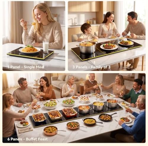 Commercial Electric Warming Tray for Buffet - Independent Temp 6 in 1 Black - Image 2