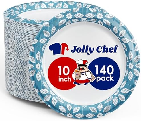JOLLY CHEF 10 inch 140 Pack Disposable Paper Plates by JOLLYCHEF