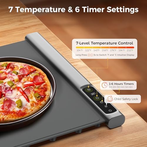 Single Panel Food Warming Mat, Extendable Design, 25"x16", Gray - Image 3