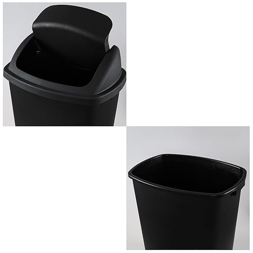4 Pack Swing Top Waste Container for Home and Kitchen, Commercial Trash Can with Lid, 70 Liter/19 Gallon Capacity, Black