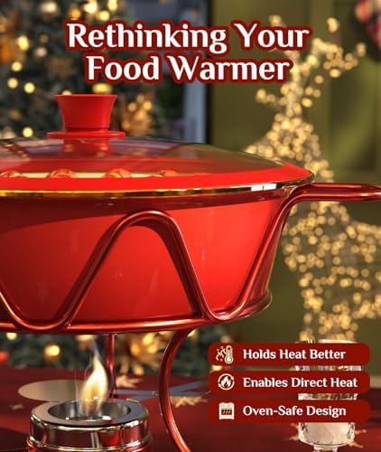 Chafing Dishes for Buffet 4 Pack, [Enameled, Redefined] Food Warmers for Parties Buffet [Water-Free Heating Design] 7QT Chafing Dish Buffet Set, Buffet Servers and Warmers for Any Party - Image 6