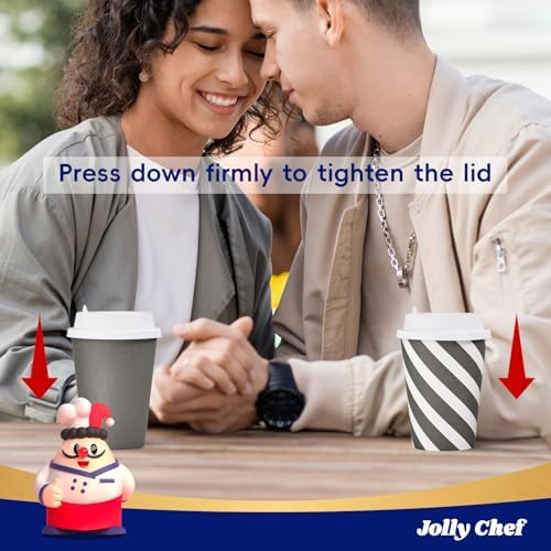 JOLLY CHEF 100 Pack 12 oz Paper Coffee Cups with Lids Disposable Paper Cups - Image 5