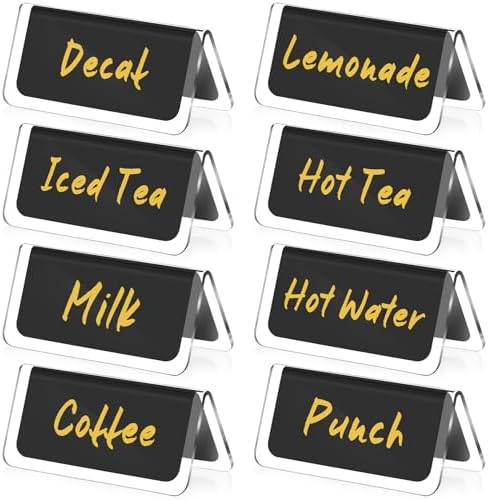 Domensi 8 Pcs Acrylic Coffee Tent Sign Double Sided Table Decaf Coffee Tea by Domensi