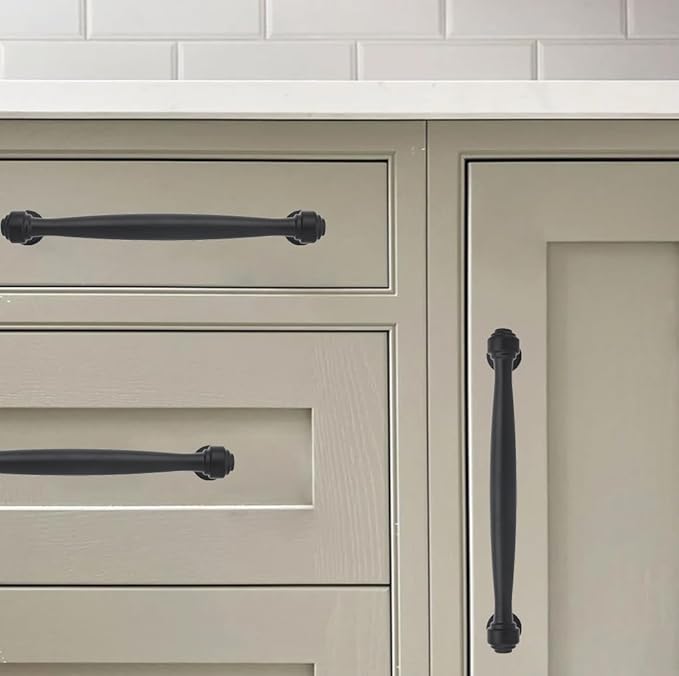khtumeware 2 Pack 3-3/4 Inch(96mm) Black Cabinet Pulls Black Kitchen Matte Black Cabinet Handles Kitchen Cabinet Hardware for Cupboard Drawer Handles Dresser Pulls