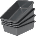 35 Quart Commercial Bus Tubs, Plastic Bus Box Dish Pan Basin, Gray, 4 Packs