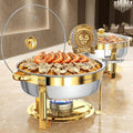 6.5QT Chafing Dishes for Buffet, 2 Pack Gold Round Buffet Display Set by Warmounts