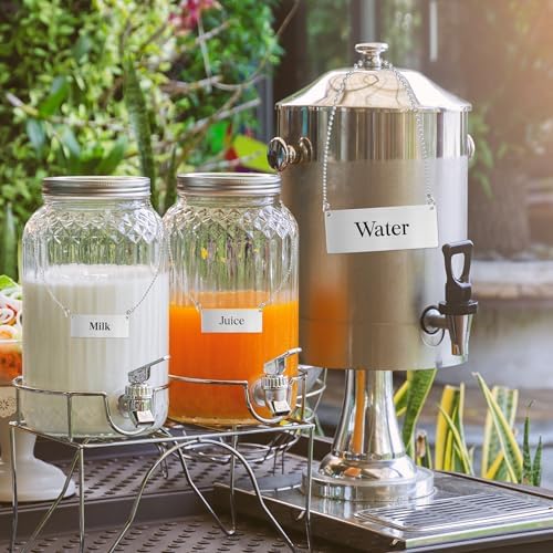 8 Pcs Stainless Steel chain signs 3.54 x 1.4 Inch Table beverage display signs Hanging chain sign for Indoor Outdoor, Including Coffee,Lemonade,Sweet Tea,Unsweet Tea,Water, Milk,Juice,Cola - Image 6
