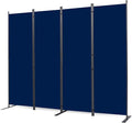 Room Divider, 4 Panel Folding Privacy Screens with Wider Support Feet, 6 Ft Portable Room Partition for Room Separator, 88" W X 71" H, Navy Blue