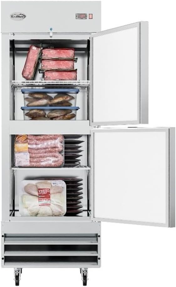 Pemberly Row 29" Commercial Stainless Steel Half Door Reach-in Freezer in Silver