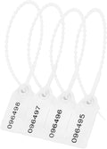 100 Plastic Security Seals Anti-Tamper Tags Fire Extinguisher Tags Numbered Zip Ties Disposable Pull Tite Safety Tags Inspection Label Tags (White)