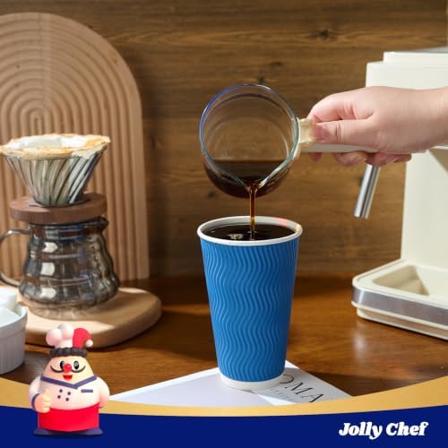 JOLLY CHEF Paper Coffee Cups 16 oz 90 Pack Insulated Paper Cups Blue - Image 4