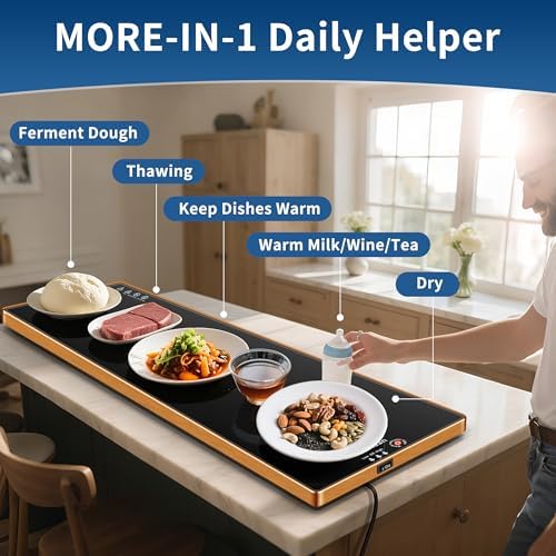 Warming Trays for Buffets Party, 40"x12", Tempered Glass Food Warmer, Black - Image 3