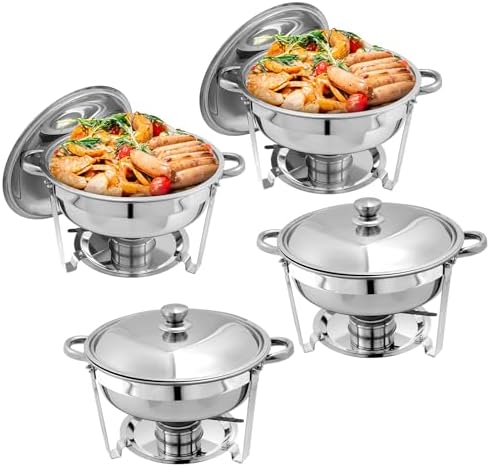 5 QT Chafing Dishes 4 PACK, Premium Stainless Steel Complete Set by Unknown