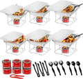 Alpha Living 6 Pack - Disposable Chafing Dish Buffet Set, Half Size Pans, Welded Body Food Warmers for Parties, Fuel Cans Complete Set, Warming Trays by AlphaLiving