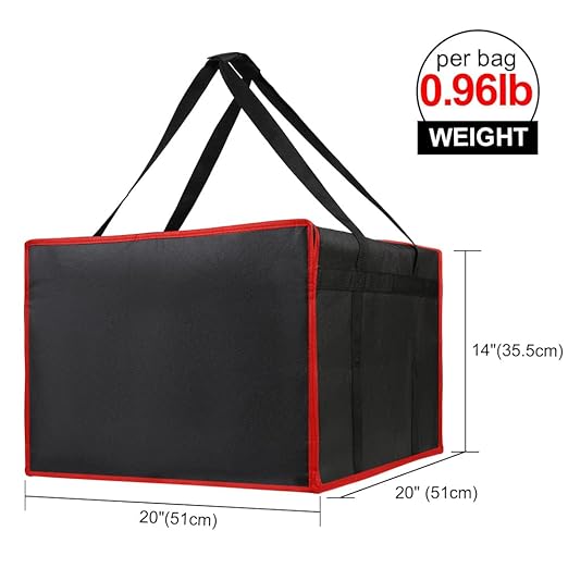 Bodaon Insulated Pizza Delivery Bags for Rideshare Delivery Drivers, 20"×20"×14" Large Thermal Food Carrier, Dashers Carry Warmer Package, Grocery Catering Supplies, Hot Pizza Carrier Insulated Bags