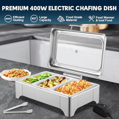 Electric Chafing Dish, 3 x 3QT Buffet Warmer with Glass Lids - Image 3