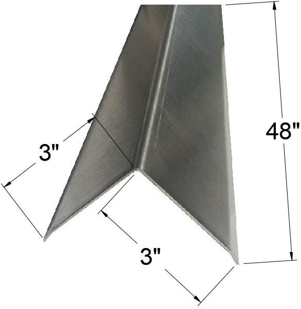 Brushed 304 Stainless Steel Corner Guards, 48" Wall Protectors, 20ga & 16ga, Available in 1/2" to 4", Multi-Pack Options (1, 2, 5, or 10) (5, 3 x 3, 16ga, with Hug Edges)