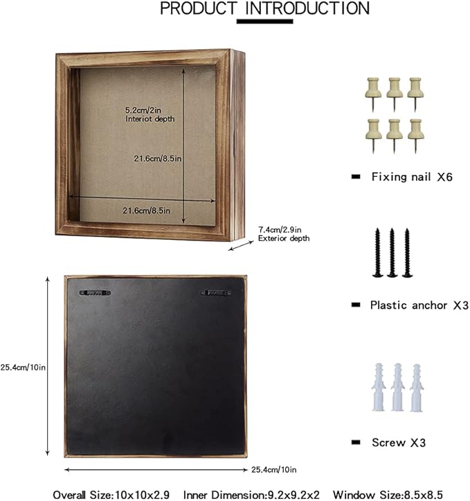 Freezing point Shadow Box Frame 10x10 Shadow Box Display Case with Linen Back Memorabilia Awards Medals Bouquet Photos Badge Baby Memory for Keepsakes Wedding Flower Pet Memorial Picture Flower