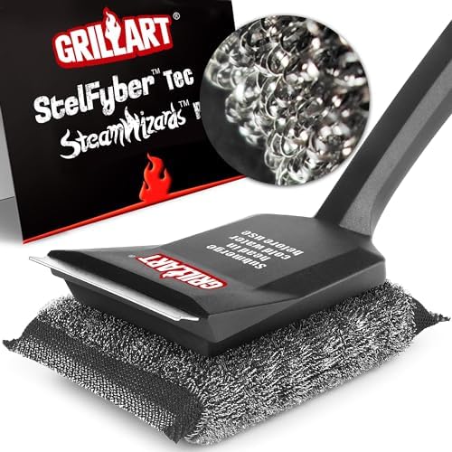 GRILLART Grill Brush Bristle Free, SteamWizards [Safe & Efficient] Grill Cleaner Brush for All Grill Grates, Replaceable Pad BBQ Grill Brush for Outdoor Grill, Grill Accessories, Gifts for Men/Dad by GRILLART