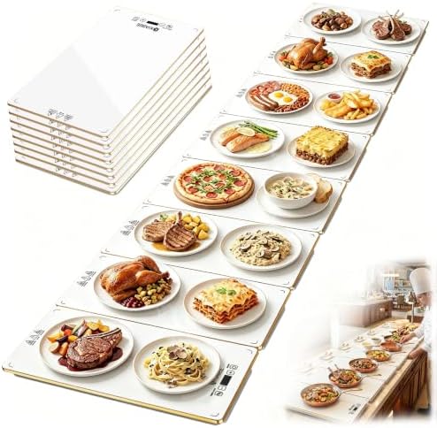Electric Warming Tray for Buffet Party: 8 in 1 White Food Warmer Glass Top by Unknown
