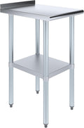 AmGood Stainless Steel Work Table with 1.5" Backsplash | Metal Kitchen Food Prep Table | NSF (18" Long x 24" Deep)