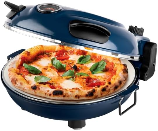 PIEZANO Crispy Crust Pizza Oven by Granitestone – Electric Pizza Oven Indoor Portable, 12 Inch Indoor Pizza Ovens Countertop, Pizza Maker Heats up to 800˚F for Stone Baked Pizza at Home - Navy