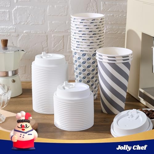 JOLLY CHEF 500 Pack Disposable Plastic White Lids 3.6'' for 10, 12, 16, 20 oz Paper Coffee Cups, 300 Pack Paper Coffee Cups 12 oz - Image 6