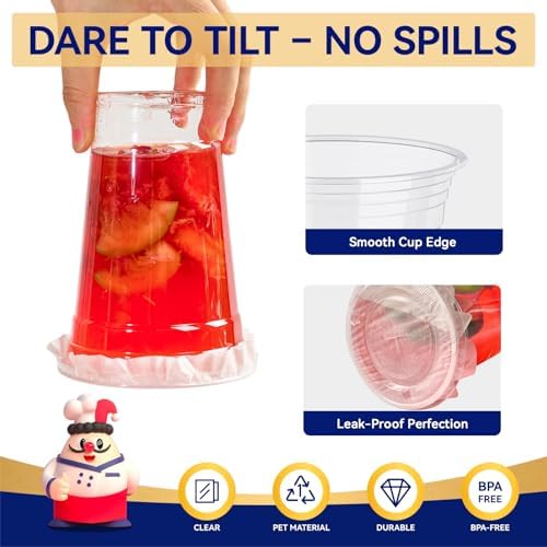 JOLLY CHEF 20 oz Plastic Cups with Lids and Straws 100 Sets Clear - Image 2