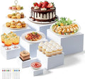Nestable Buffet Risers - 8 Pcs White Acrylic Food Risers with Signs & Markers – Sturdy Dessert Table Display Stands for Parties, Catering, Jewelry & Collectibles (Easy-Store Stackable Cubes: 10'',9'',8", 7", 6", 5", 4", 3") by Unknown